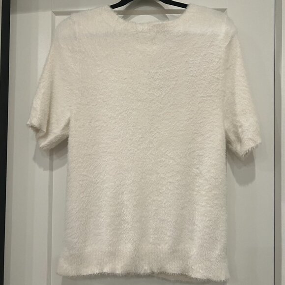 Like New, Eyelash Sweater Tee, White, L - Picture 5 of 5